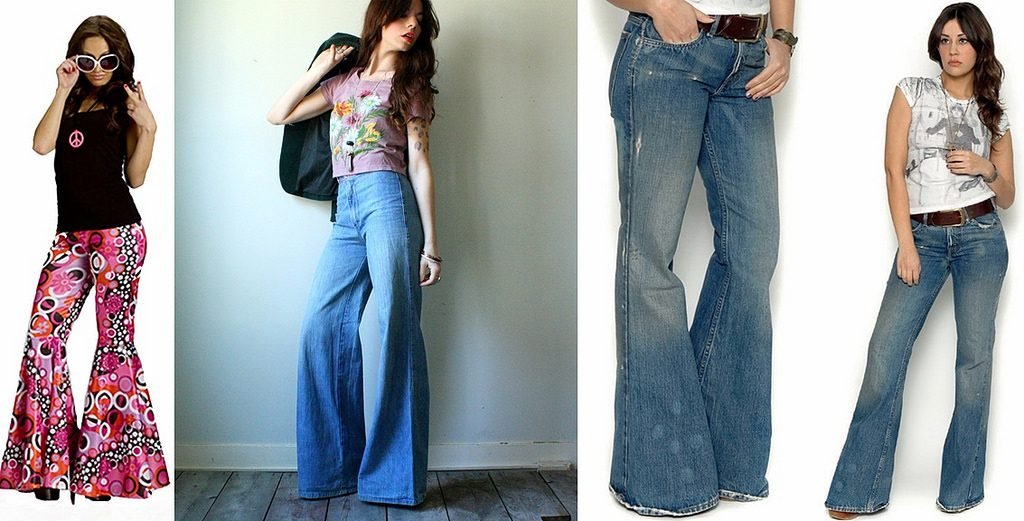 A collage of bell bottoms 