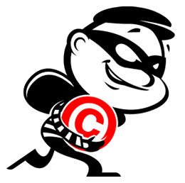 Copyright thief running away icon