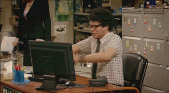 A man throwing a computer in rage animated gif