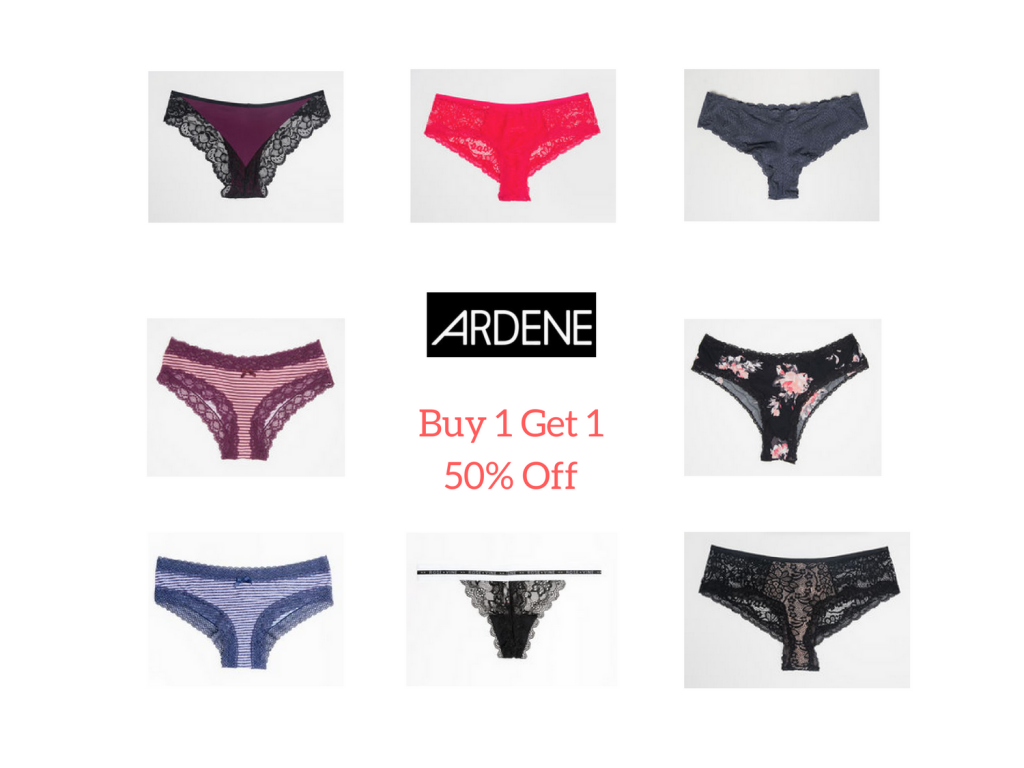 Buy 1 get 1 50% off undies sale at Ardene.com