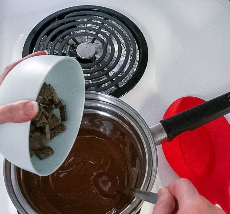 melting the chocolate over the stove
