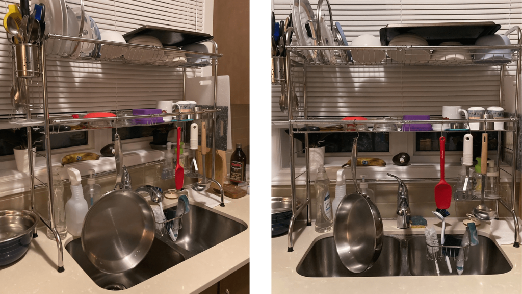Over the sink dish drying rack